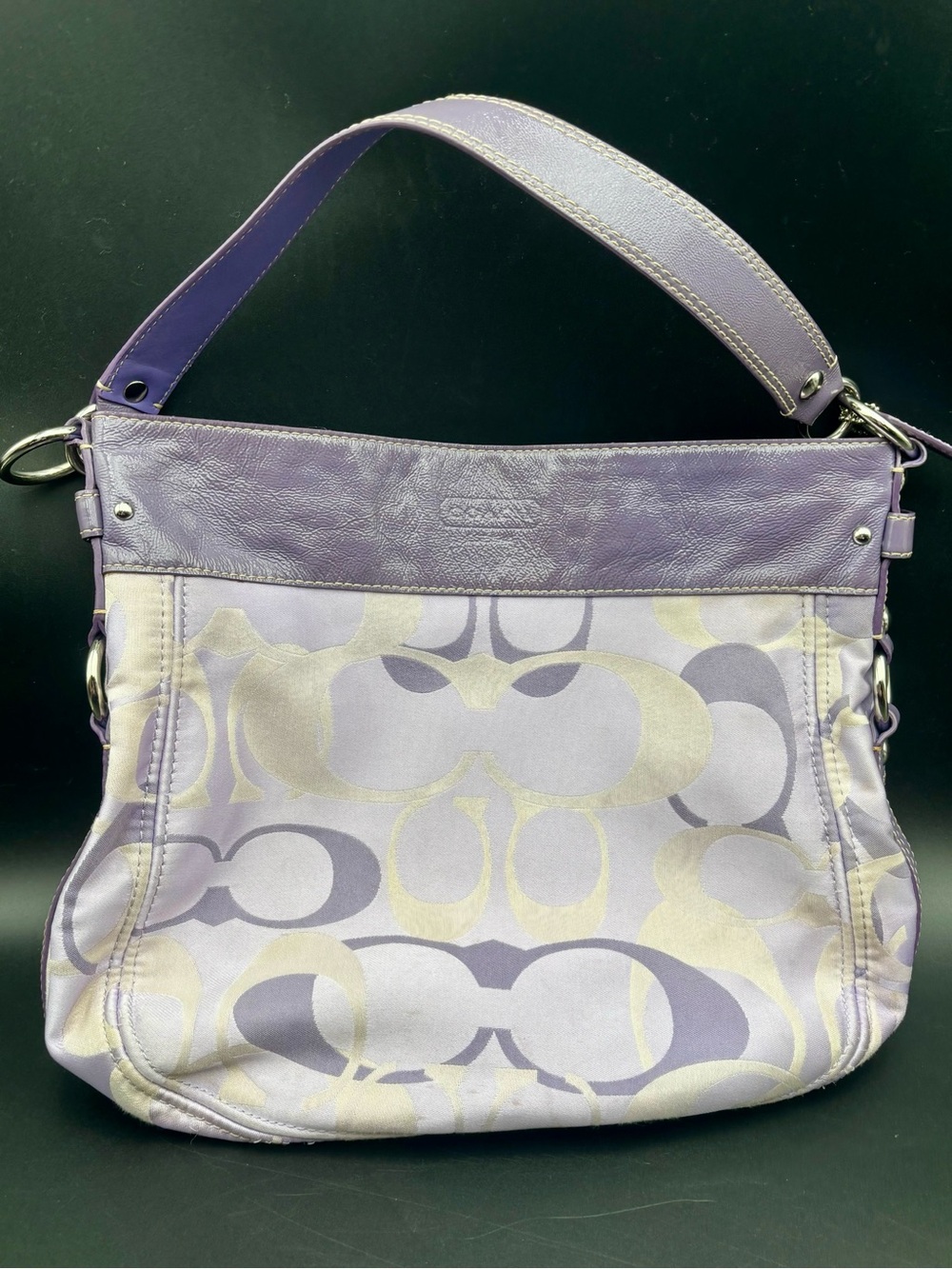 VINTAGE Coach Zoe Signature Optic Hobo Shoulder Bag Lavender Purple Rare F14711